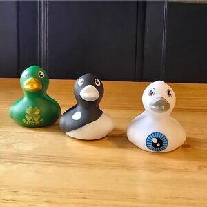 3 Lucky Charm Rubber Duck Evil Eye Yin Yang Jeep Dash Ducking Gifts Bath Toy Set